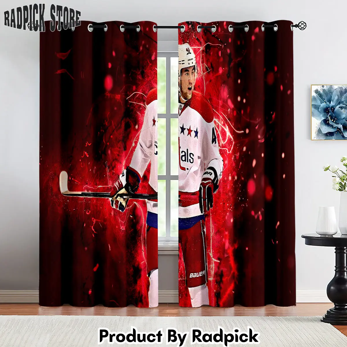 Radpick washington capitals hockey league curtains drapes for window treatment set 2 kg2 rp852154